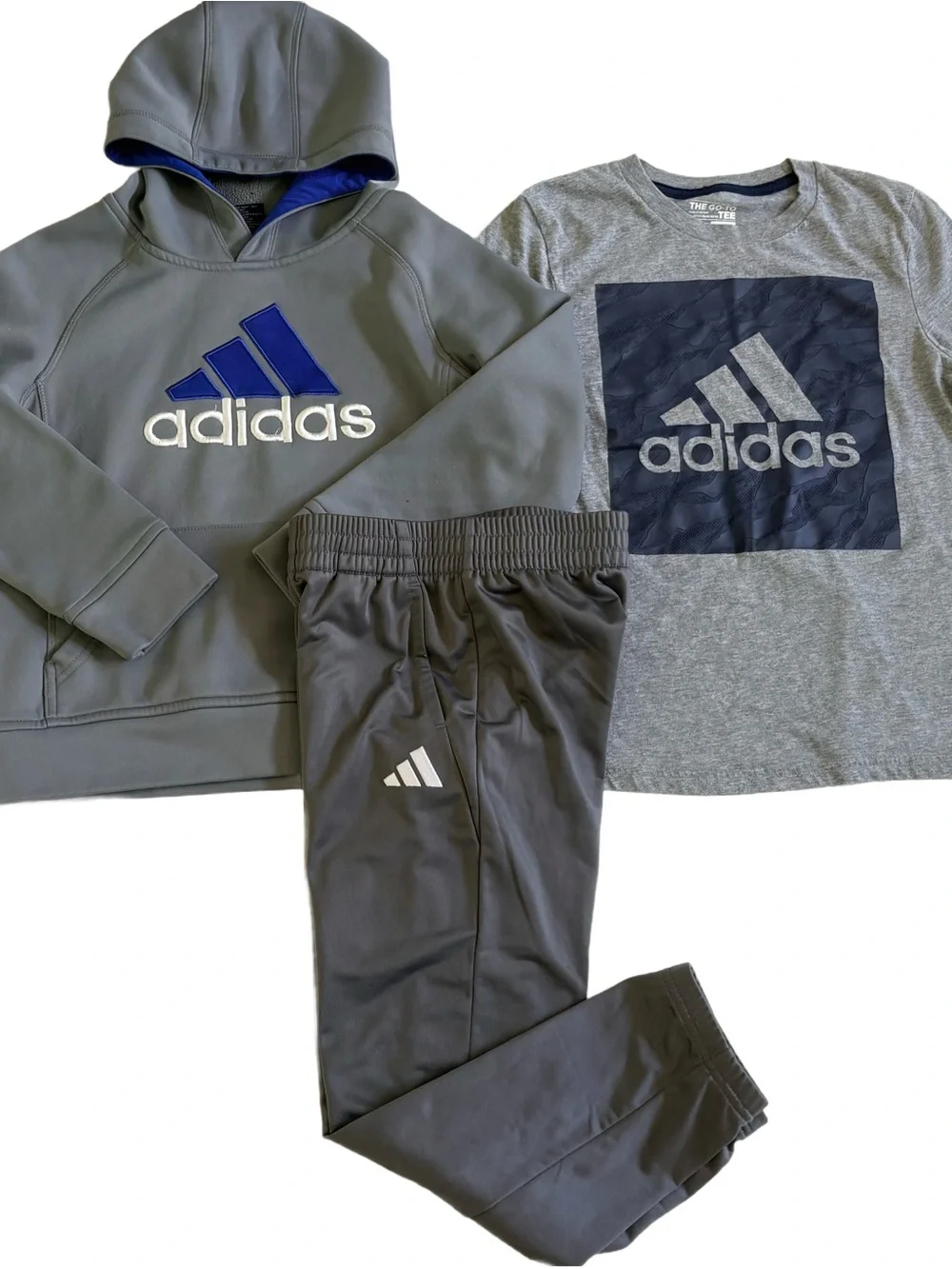 ADIDAS BOYS SIZE 7/8 S TOPS, HOODIES AND JOGGERS CLOTHING BUNDLE IN EUC!